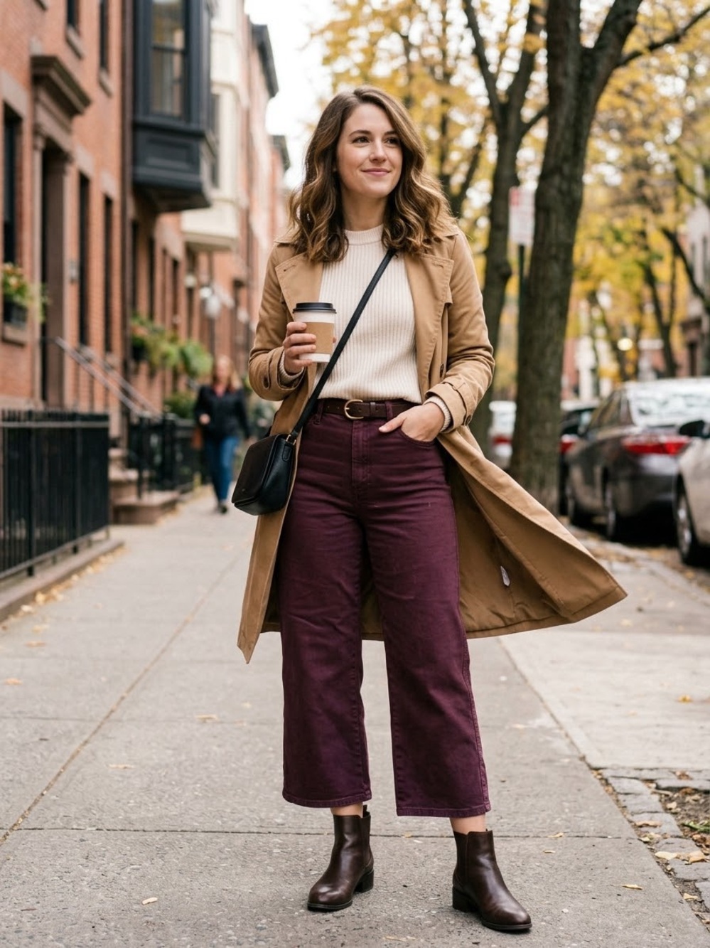 Judy Blue high rise maroon wide-leg crop jeans 11/30.